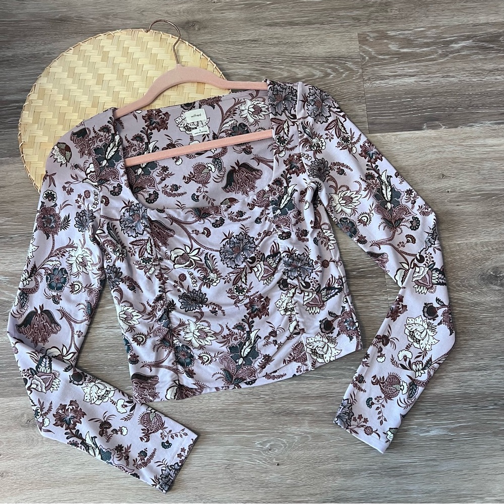 Wilfred Lydia floral square neck long sleeve crop top